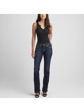 Silver Jeans Suki Mid Slim Jean Dark Wash Short Petite Stretchy Basic Denim